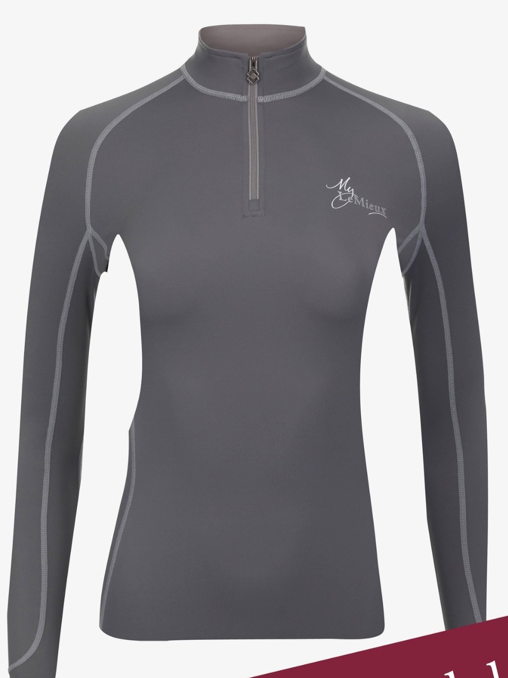LeMieux Ladies Base Layer Quarter Zip Long Sleeve Shirt Slate Grey Size Large